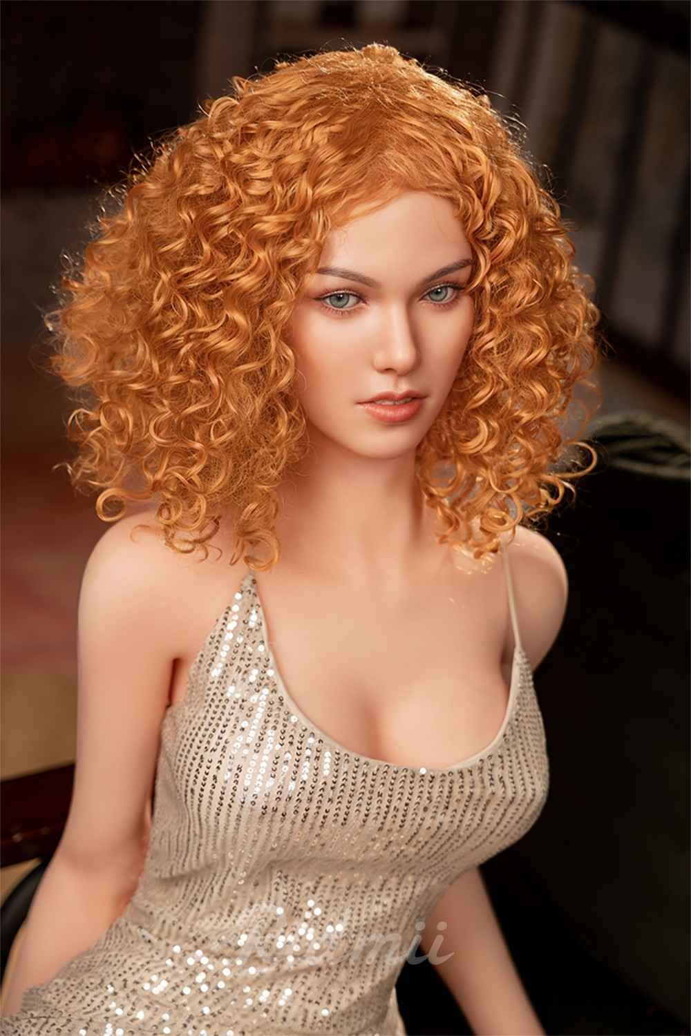Picture of Ridmii - 161cm (5ft2") Curly Hair Pretty Girl Hybrid Sex Doll - Jordi - APP Controlled