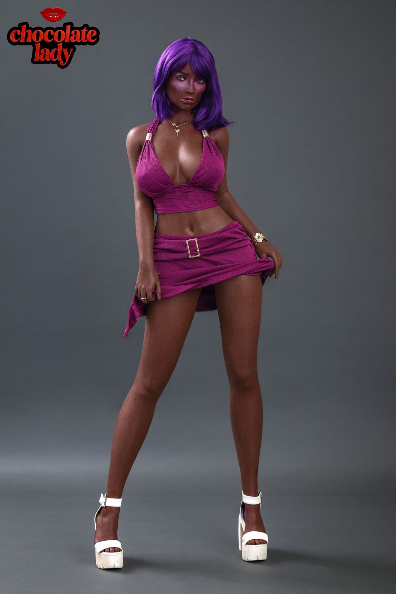 Picture of Realistic 160cm (5.24ft) C Cup Black Skin Silicone Sex Doll - Aim