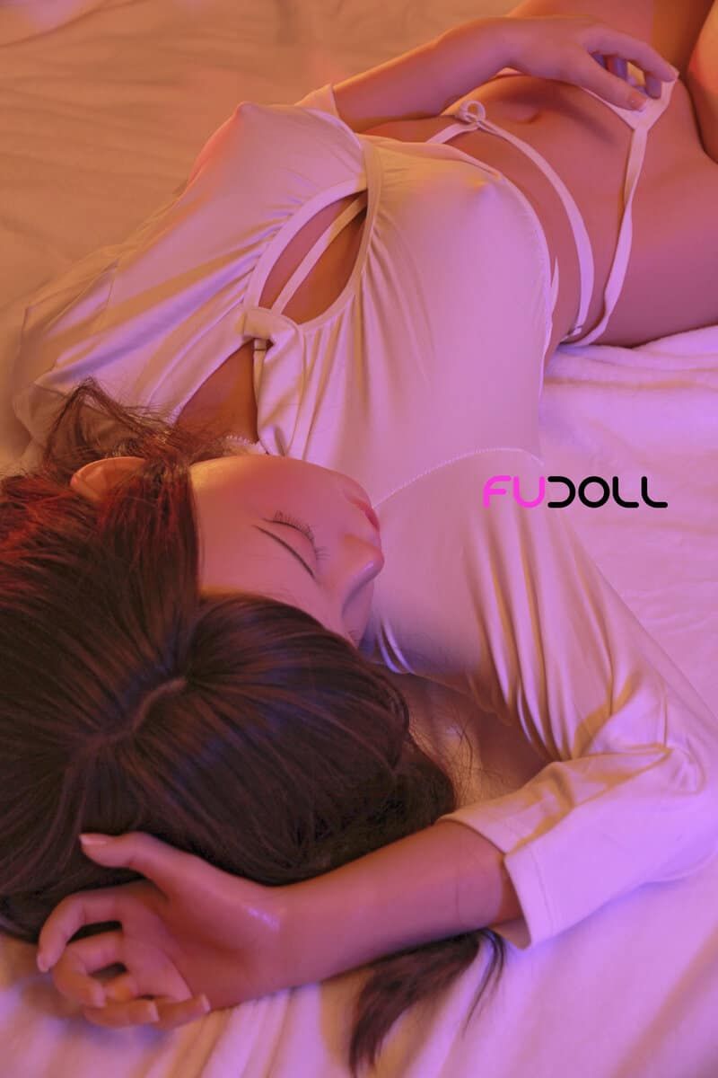 Picture of Fudoll Silicone Love doll 148cm (4.85ft) Full Size Tiny Sex Doll with Eyes Closed