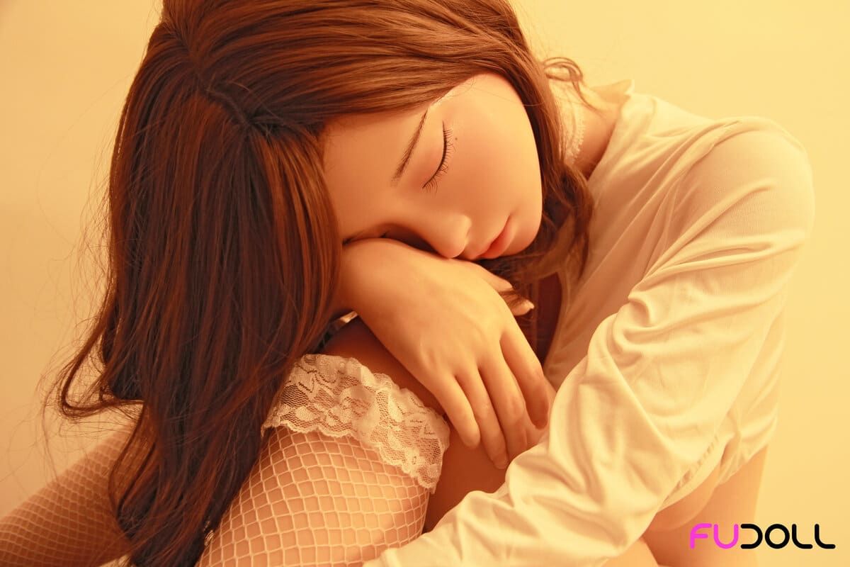 Picture of Fudoll Silicone Love doll 148cm (4.85ft) Full Size Tiny Sex Doll with Eyes Closed