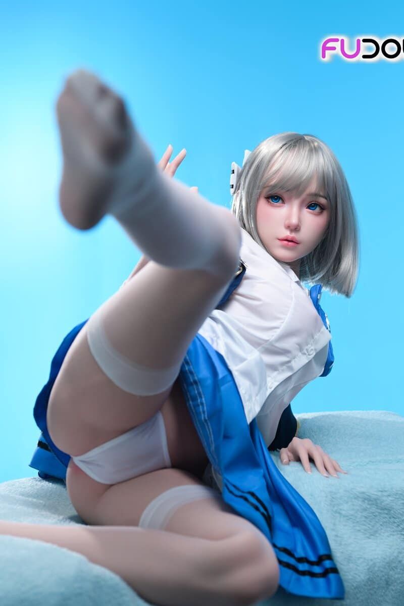Picture of Fudoll 152cm (4.99ft) Silver Hair Soft Beauty Sex Doll, Real Skin Texture