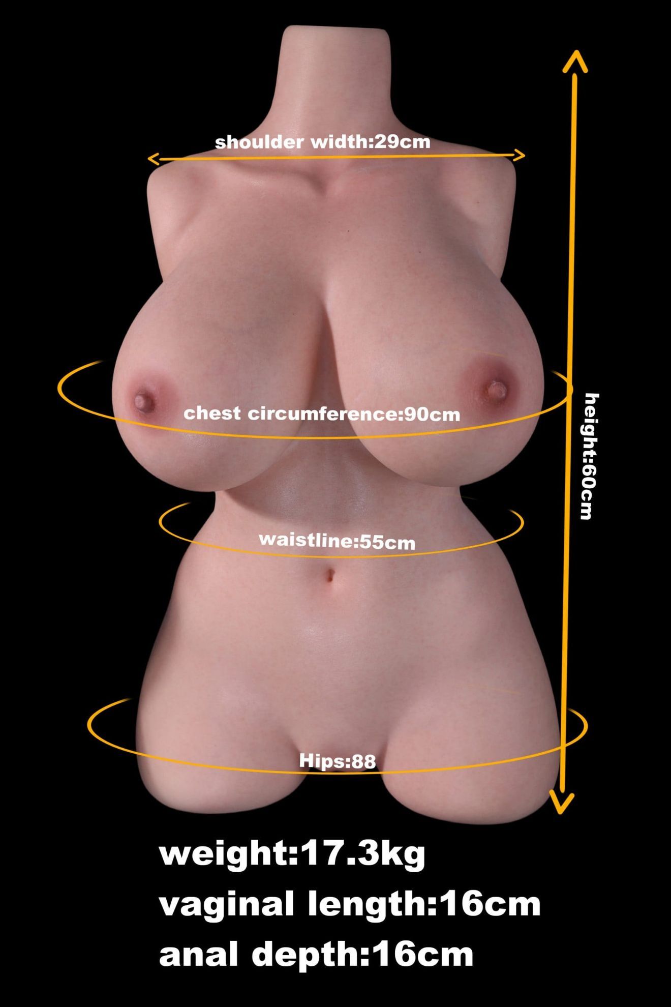 Picture of MD Doll 77cm / 2ft53 J cup Yumiko (M-61) full silicone torso with real skin texture