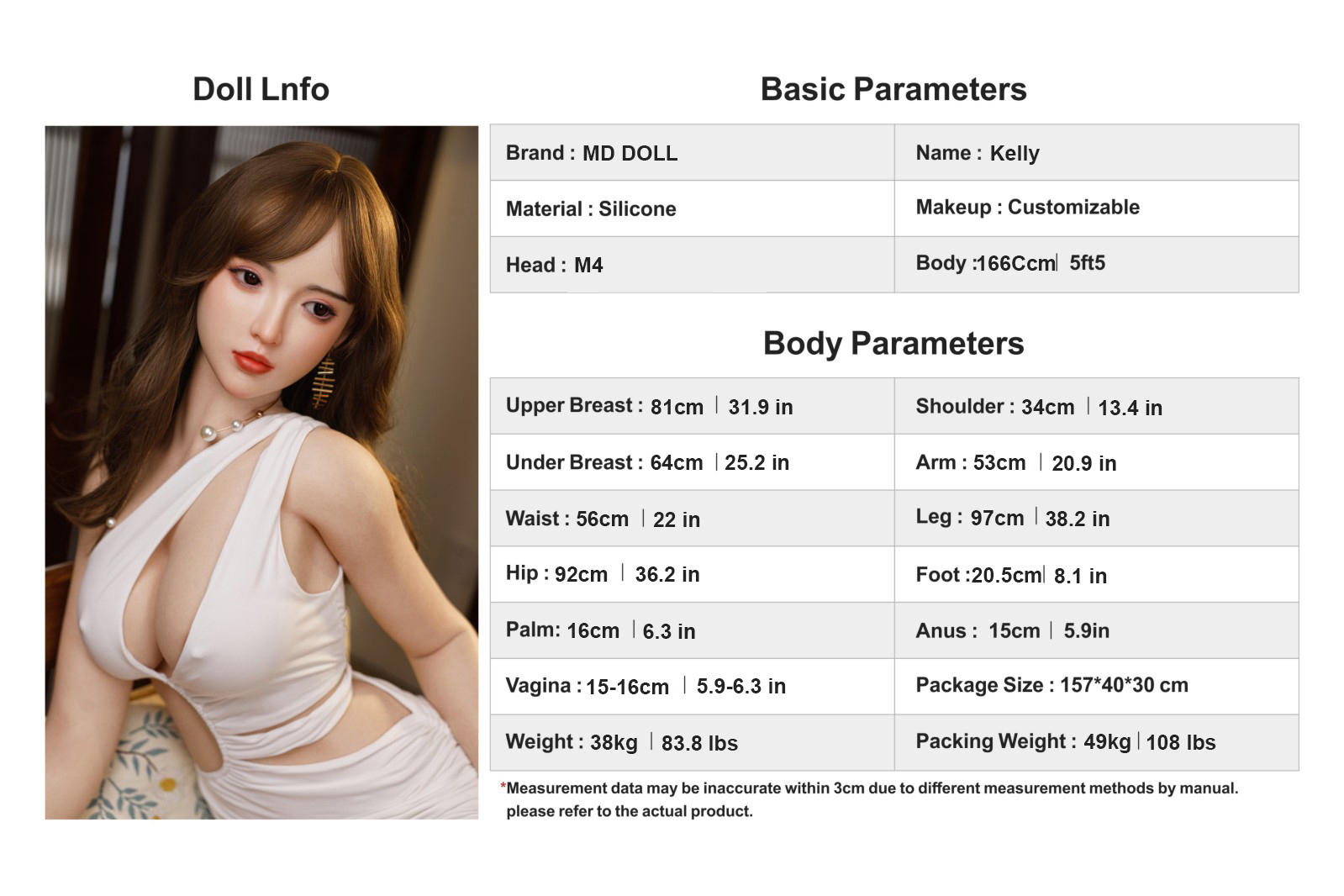 Picture of MD Doll 166cm | 5ft45 F-cup Kelly full silicone sex doll (M-4)