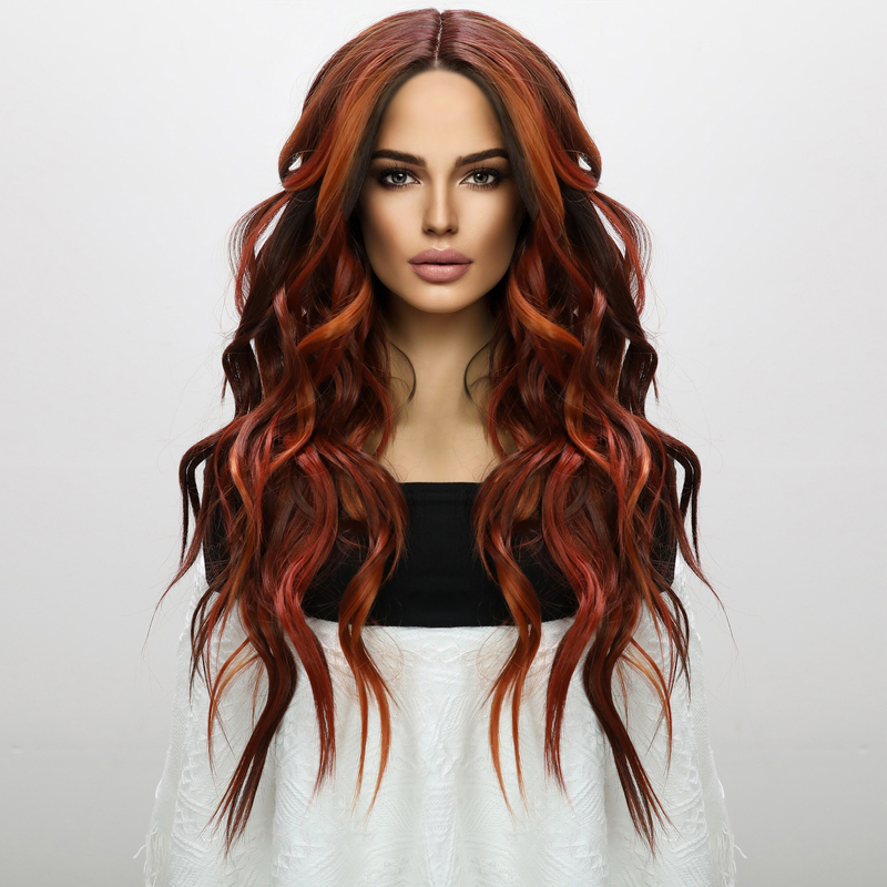 Picture of Brown Curly Long Sex Doll Wig