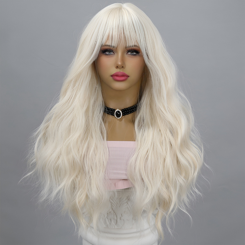 Picture of Beige Long Curly Sex Doll Wig