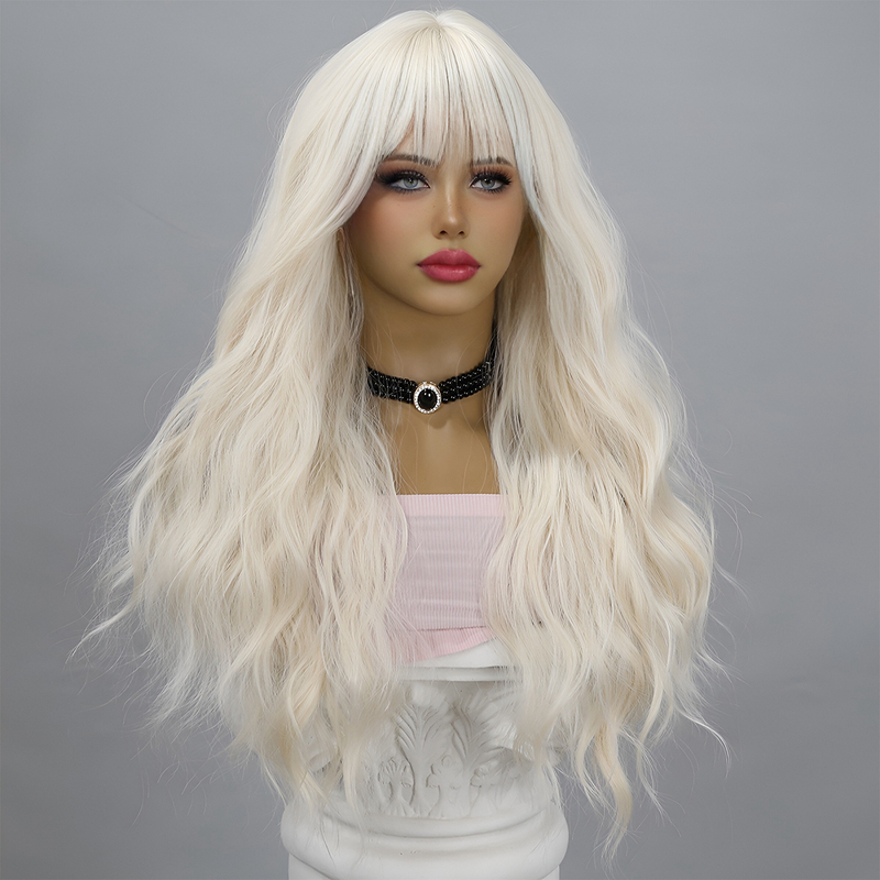 Picture of Beige Long Curly Sex Doll Wig
