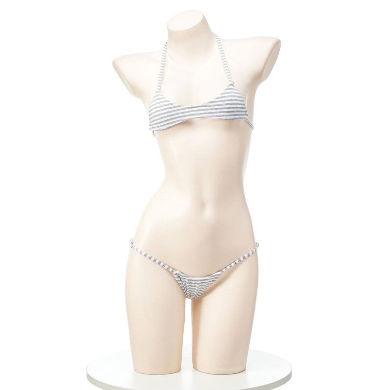 Picture of Cheap Gray and White Striped Bikini