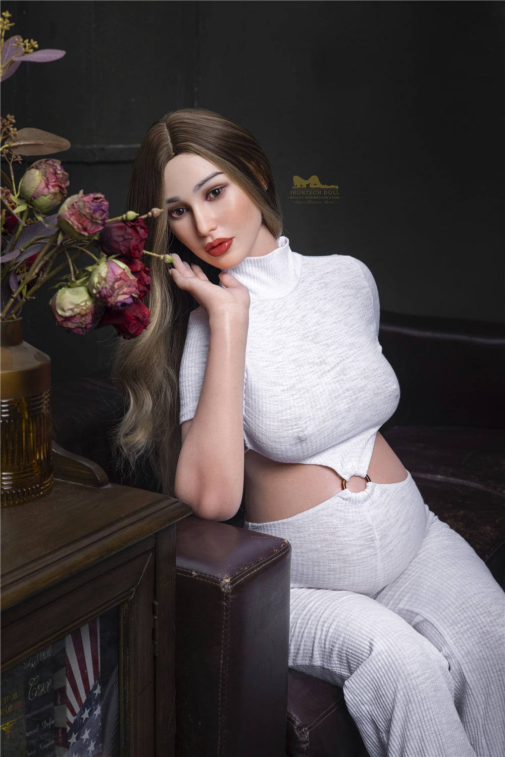 Picture of Irontech Full Silicone Sex Doll Pearl S19: Pregnant White Sex Doll